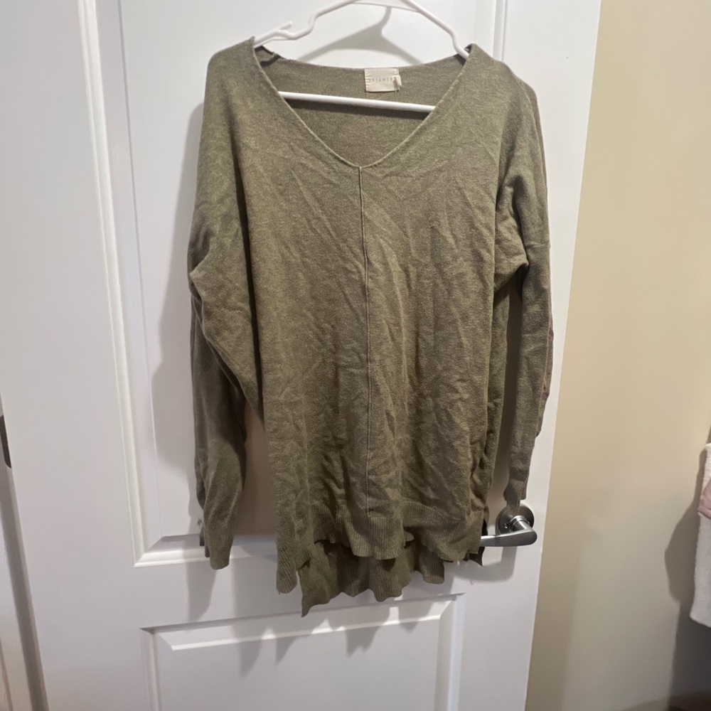 Olive Green V-Neck Sweater